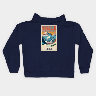 A Vintage Travel Art of Valle Nevado - Chile Kids Hoodie